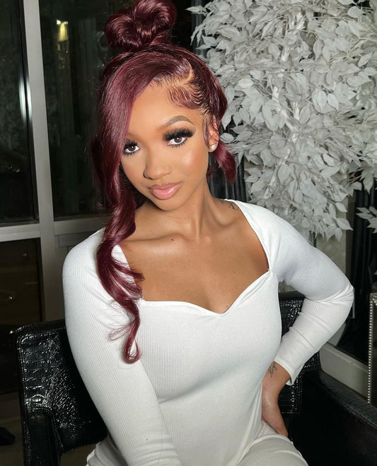 28' HD Lace Burgundy Straight Wig