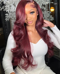 28' HD Lace Burgundy Straight Wig